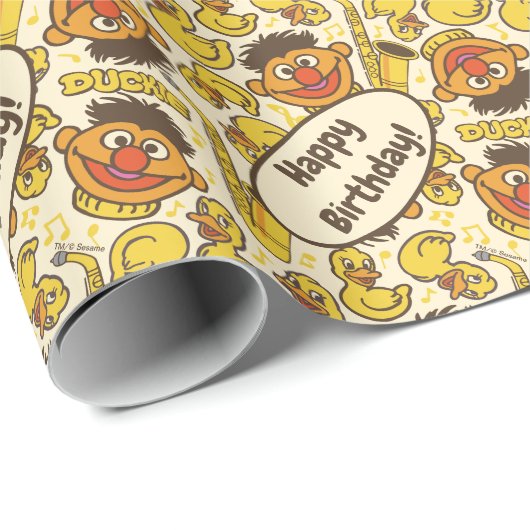 Ernie und Rubber Duckie Pattern Geschenkpapier (Rolleneckpunkt)