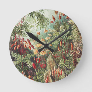 Ernst Haeckel Moos Naturdruck Dunkle Akademie Runde Wanduhr