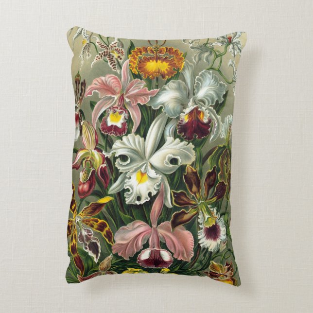 Ernst Haeckel Orchids, Vintage Regenwald-Blume Dekokissen (Rückseite(Vertikal))