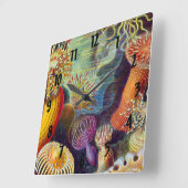 Ernst Haeckel Sea Anemones Marine:Actiniae Quadratische Wanduhr (Winkel)