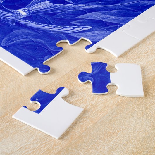 Ernst Haeckel Trochilidae Birds Monotone in Blue Puzzle (Seite)