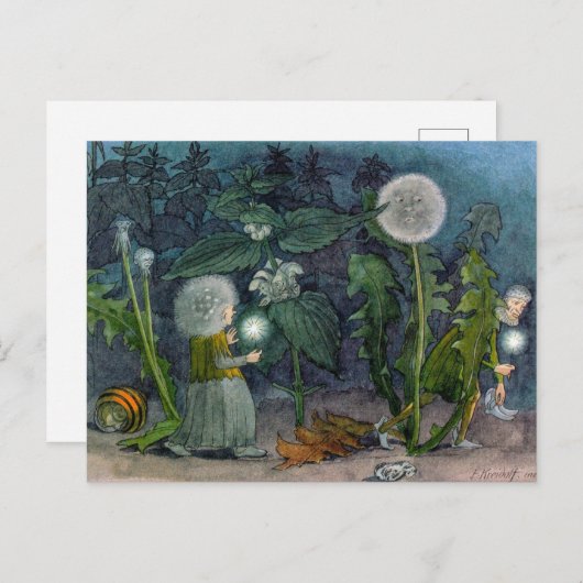 Ernst Kreidolf Dives Blume Fairies Postkarte (Vorne/Hinten)