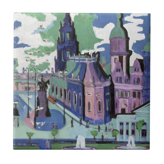 Ernst Ludwig Kirchner Aussicht auf Dresden Schloss Fliese (Vorderseite)