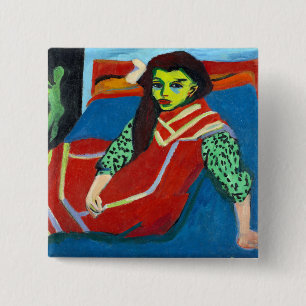 Ernst Ludwig Kirchner Sitzendes Mädchen Fränzi Feh Button