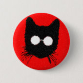 Ernste Hipster-Katze mit Glas-Silhouette Button (Vorderseite)