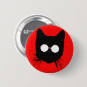 Ernste Hipster-Katze mit Glas-Silhouette Button (Vorne & Hinten)