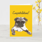 Ernste Mops-Glückwunsch-Gruß-Karte Karte (Gelbe Blume)