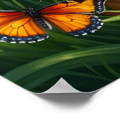 Ernster Tiger mit Schmetterlingen im Dschungel Poster (Ecke)