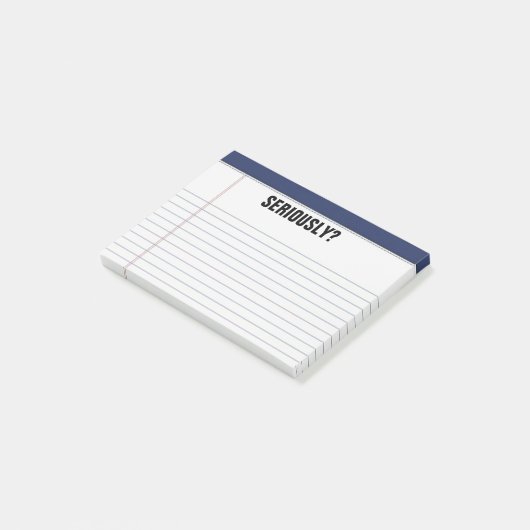 "Ernsthaft?" Gezeichneter weißer Kanzleibogenblock Post-it Klebezettel (angewinkelt)