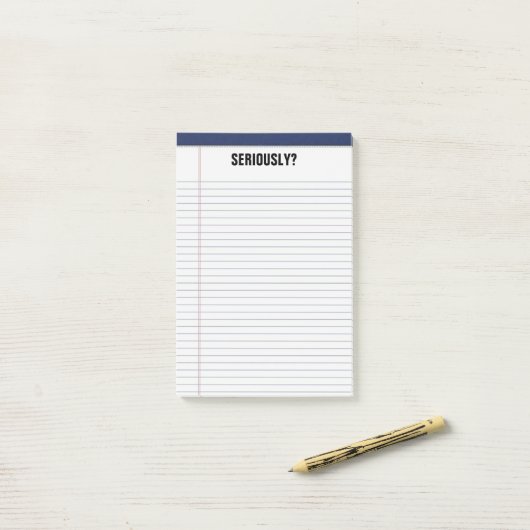 "Ernsthaft?" Gezeichneter weißer Kanzleibogenblock Post-it Klebezettel (Auf Schreibtisch)