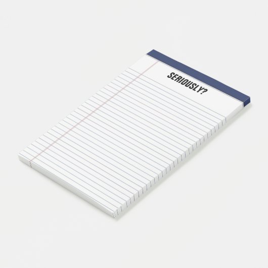 "Ernsthaft?" Gezeichneter weißer Kanzleibogenblock Post-it Klebezettel (angewinkelt)