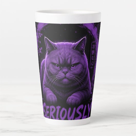 Ernsthaft Katze Milchtasse (Vorderseite)