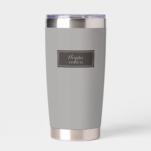 Ernsthaft Klassisch Minimal Einfach Grau Thermobecher (Vorderseite)