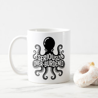 Ernsthaft Überlasteter Tintenfisch Überwältigender Kaffeetasse