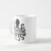 Ernsthaft Überlasteter Tintenfisch Überwältigender Kaffeetasse (Vorderseite Links)