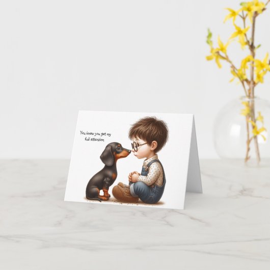 Ernsthafte Dackel Karte (Gelbe Blume)