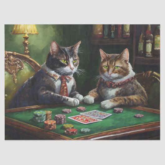 Ernsthaftes Geschäft, Retro-Katzen spielen Poker Seidenpapier (Vorderseite)