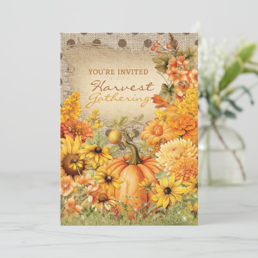 Ernte-Ansammlung Einladung (Stehend Vorderseite)