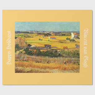 Ernte bei La Crau, mit Montmajour im Hintergrund Geschenkpapier