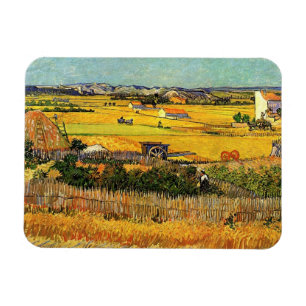 Ernte bei La Crau, mit Montmajour im Hintergrund Magnet