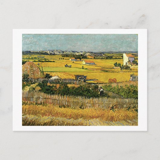 Ernte bei La Crau, Vincent Van Gogh Postkarte (Vorderseite)