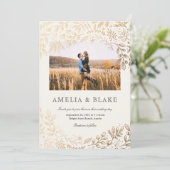 Ernte Blume Foto Hochzeit Einladung (Stehend Vorderseite)