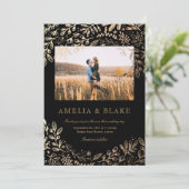 Ernte Blume Foto Hochzeit Einladung (Stehend Vorderseite)