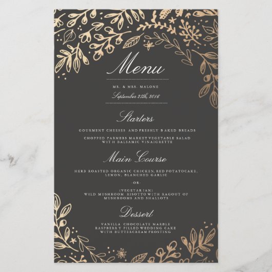 Ernte Blume Hochzeitsmenü (Vorderseite)
