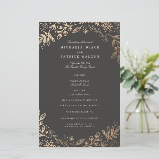 Ernte-Blume-Hochzeitsprogramm (Stehend Vorderseite)