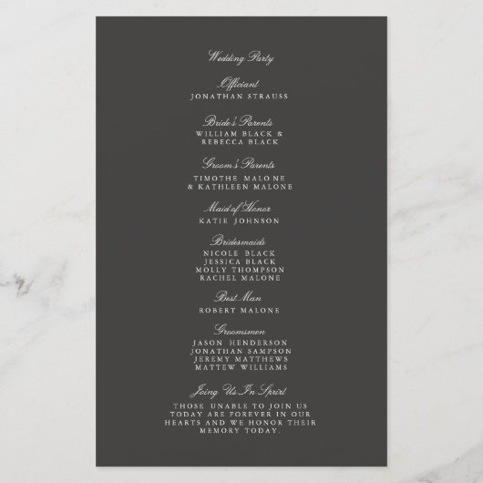 Ernte-Blume-Hochzeitsprogramm (Rückseite)
