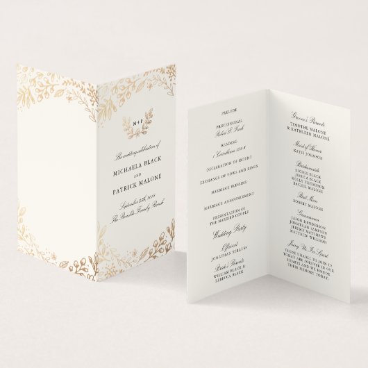 Ernte-Blume-Mini-Hochzeitsprogramm (Innenseite und Außenseite)