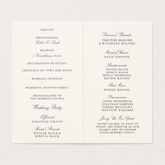 Ernte-Blume-Mini-Hochzeitsprogramm (Innenseite Aufgefaltet)