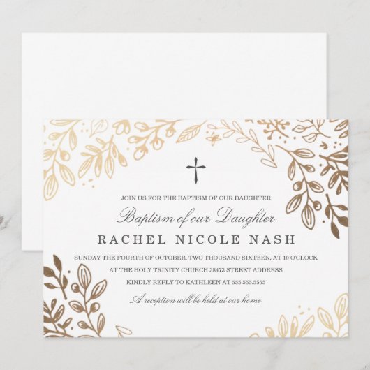 Ernte Blume Taufe Einladung (Vorne/Hinten)