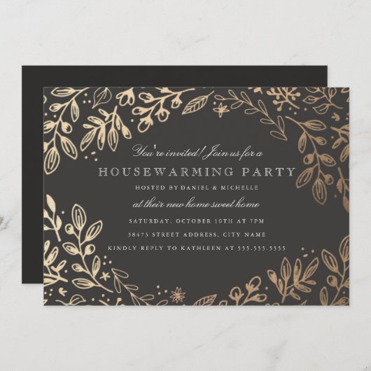 Ernte-BlumenHousewarming Einladung (Vorne/Hinten)