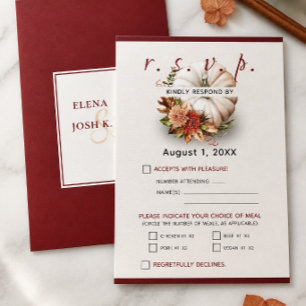 Ernte Chic Weiße Kürbis Hochzeit RSVP Karte