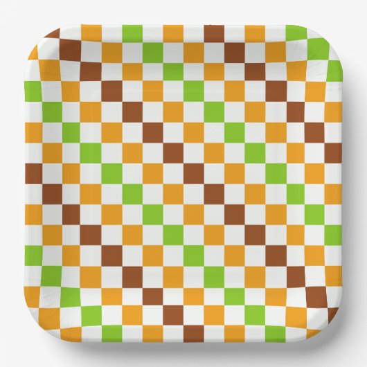 Ernte-Diagonal-Schachbrettmuster Pappteller (Vorderseite)