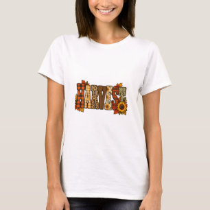 Ernte — Gemusterte Vintage-Buchstaben T-Shirt