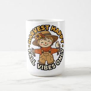 Ernte Glückliche Herbststimmung Nur Vogelscheuche Kaffeetasse