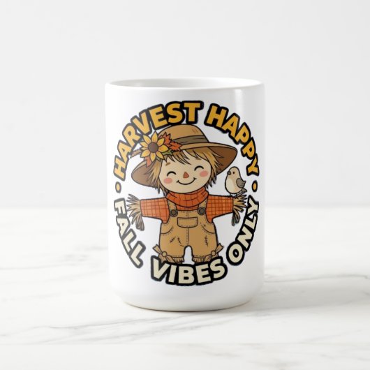 Ernte Glückliche Herbststimmung Nur Vogelscheuche Kaffeetasse (Mittel)