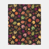 Ernte Herbst Herbst Leaves Muster auf schwarz Fleecedecke (Vorderseite)