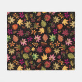 Ernte Herbst Herbst Leaves Muster auf schwarz Fleecedecke (Vorderseite (Horizontal))
