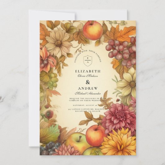 Ernte Hochzeit im Herbst Einladung (Vorderseite)