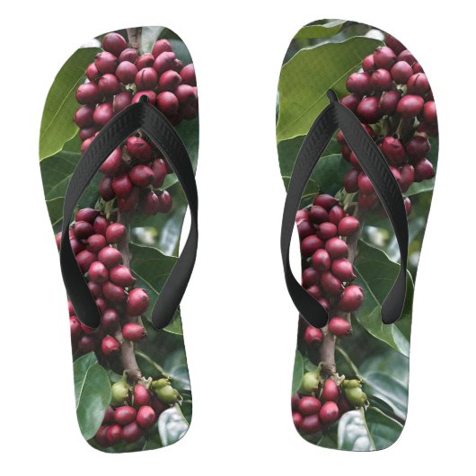 **"Ernte im Blut: Kaffeebohnen auf dem Baum"** Badesandalen (Fußbett)