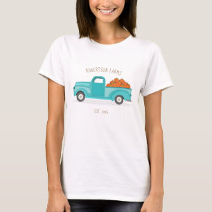 Ernte im Herbst Vintage-Blauer Lastwagen T-Shirt