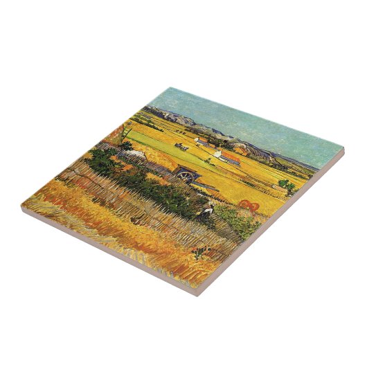 Ernte in La Crau, mit Montmajour.. Fliese (Seite)