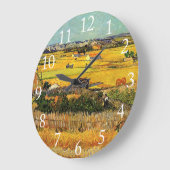 Ernte in La Crau, mit Montmajour.. Große Wanduhr (Winkel)