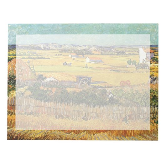 Ernte in La Crau, mit Montmajour.. Notizblock (Vorderseite)