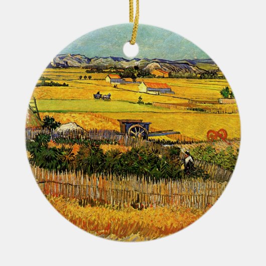 Ernte in La Crau, Montmajour von Vincent van Gogh Keramikornament (Vorne)