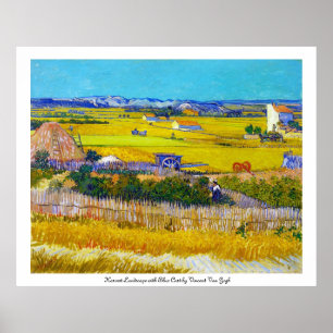 Ernte-Landschaft mit blauem Wagen Vincent van Gogh Poster
