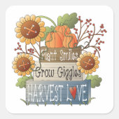 Ernte-Liebe Quadratischer Aufkleber (Vorderseite)